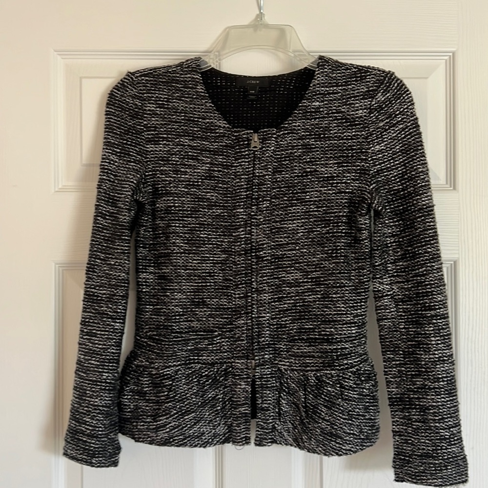 Jcrew, XXS peplum black sweater jacket